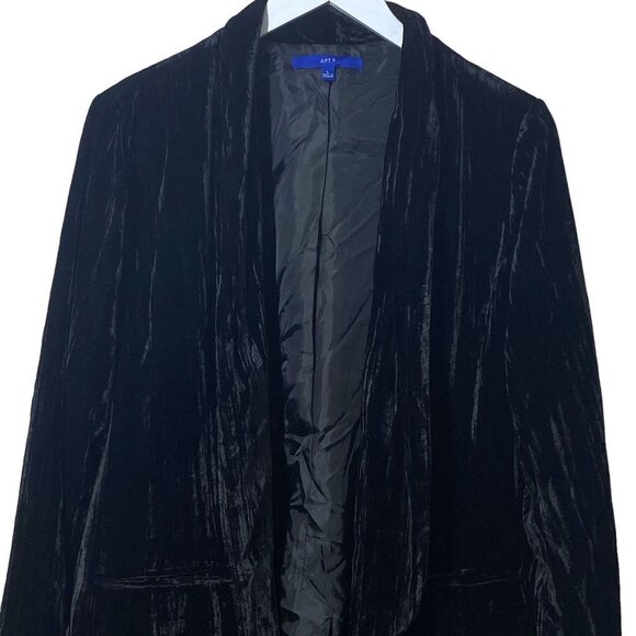 APT. 9 Velvet Boyfriend Blazer Large Black Crushed Velvet Jacket - Picture 3 of 10
